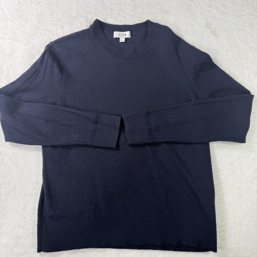 COS Sweater Womens Size Large 100% Wool VERY DARK MIDNIGHT NAVY BLUE